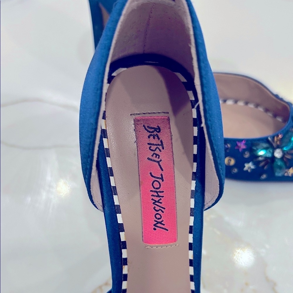 Betsey Johnson Blue Embellished Heels - Picture 2 of 7